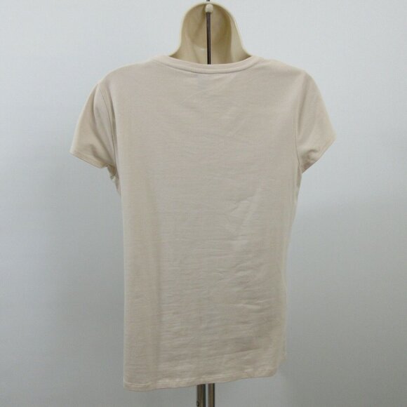 Ann Taylor Top Womens Size Medium Almond Color Cap Sleeve Tiered Ruffle Front - Picture 2 of 4